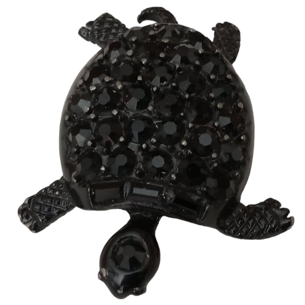 Vintage PELL Black Rhinestones Tortoise Turtle Brooch Pin RARE - Picture 13 of 15